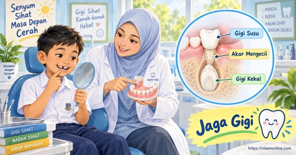 Irfan mempelajari bagaimana akar gigi susu semakin pendek sebelum tanggal dan memberi laluan kepada pertumbuhan gigi kekal.