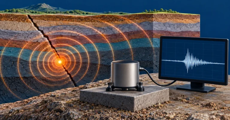 Seismometer dan paparan gelombang seismik yang digunakan untuk mengesan serta merekod gempa bumi.